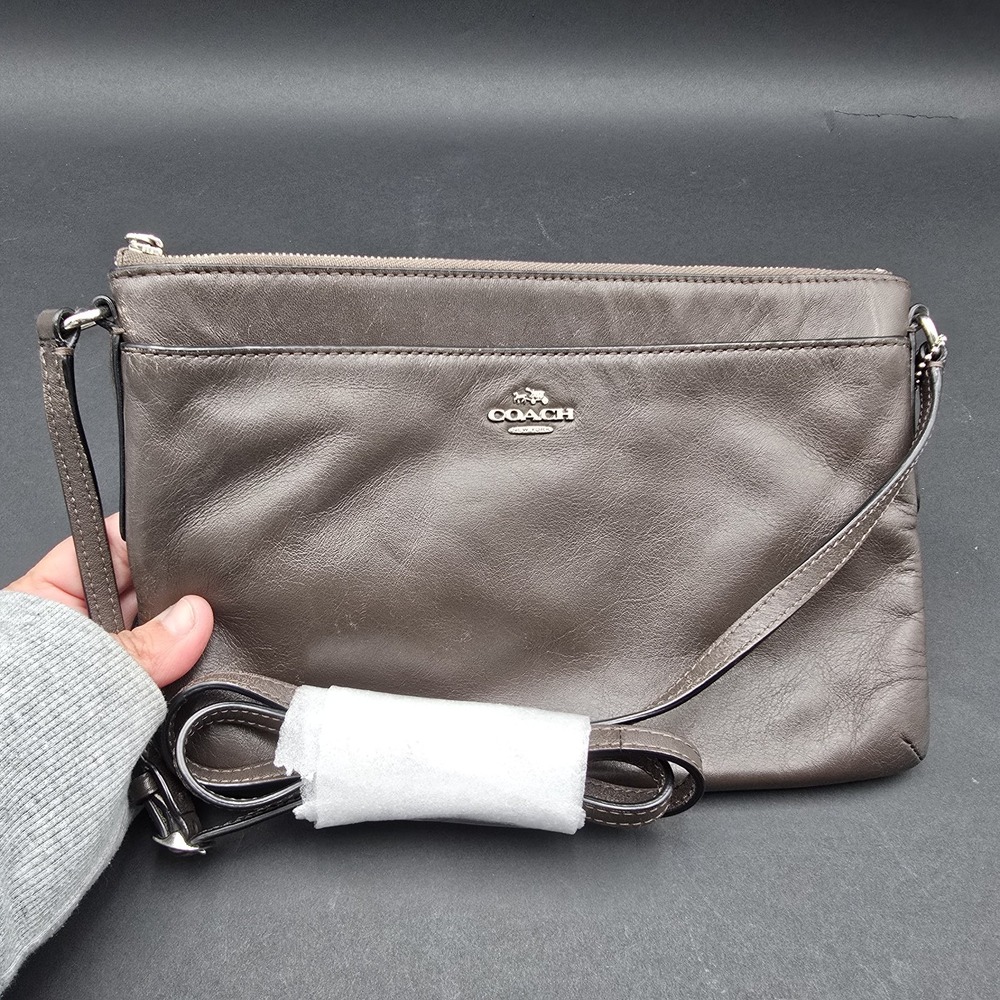 COACH Journal Crossbody Purse Polished Pebble Leather Brown Bag